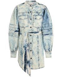 Isabel Marant - Kleedjes ,Blauw ,Katoen Midi Jurk Van Katoen - Lyst