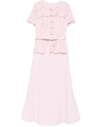 Self-Portrait - Kleedjes ,Roze ,Lace Belted Dress - Lyst