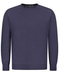 Guess - Blauwe Wollen Trui Met Geribbelde Details - Lyst