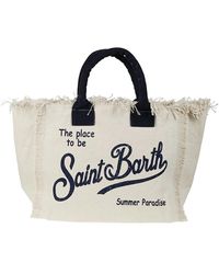 Mc2 Saint Barth - Canvas Fransen Schultertasche Mit Logo - Lyst