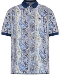 Etro - Tops ,Blauw ,Katoen Polo Met Patroon - Lyst