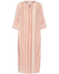 Cream - Linnen Caftan Jurk - Lyst