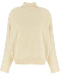 Jil Sander - Truien & Vesten ,Wit ,Wol Wollen Trui Met Hoge Kraag - Lyst