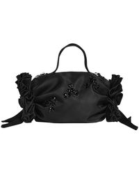 Simone Rocha - Tassen ,Zwart ,Polyester Beaded Classic Bow Crossbody Tas - Lyst