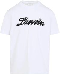 Lanvin - T-Shirt Met Geborduurd Logo - Lyst