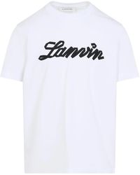 Lanvin - T-Shirt Met Geborduurd Logo - Lyst