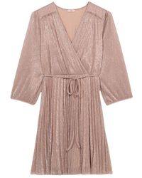 Oltre - Kurzes plissiertes lurex-kleid - Lyst