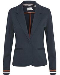 Kaffe - Jassen ,Blauw ,Leer Gestreepte Midnight Blazer Met Sportieve Touch - Lyst