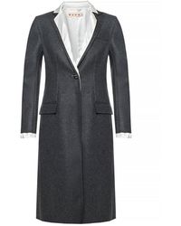Marni Two-layered Coat With Notch Lapels - Grijs