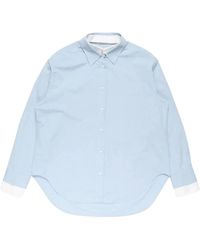 Acne Studios - Overhemden ,Blauw ,Katoen Layered Button-Up - Lyst