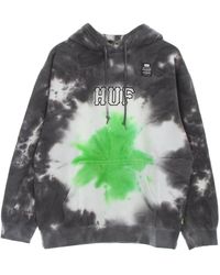 Huf - Hoodies & Sweatvesten ,Veelkleurig ,Katoen Tie-Dye Hoodie Met Kangoeroezak - Lyst