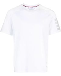 Thom Browne - Tops ,Wit ,Katoen Cotton 4-Bar Short Sleeve Tee - Lyst
