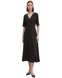 DKNY - Gestreepte Midi Jurk Met V-Hals - Lyst