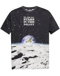Balmain - Tops ,Zwart ,Katoen T-Shirt Met Earth & Stars Print - Lyst