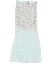 Self-Portrait - Rokken ,Blauw ,Katoen Mintkleurige Kanten Midi-Rok - Lyst