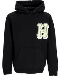 Huf - Hoodies & Sweatvesten ,Zwart ,Katoen Zwarte Fleece Gevoerde Hoodie Met Logo - Lyst