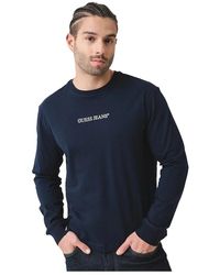 Guess - Tops ,Blauw ,Katoen Long Sleeve Top - Lyst