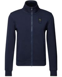 Blauer - Hoodies & Sweatvesten ,Blauw ,Katoen High Neck Zip Sweatshirt - Lyst