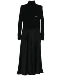 Elisabetta Franchi - Kleid Aus Rippstrick Und Satin Mit Tasche - Lyst
