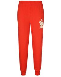 Stella McCartney - Broeken ,Rood ,Katoen Logo Print Katoenen Track-Pants - Lyst