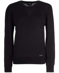 A.P.C. - Truien & Vesten ,Zwart ,Katoen Rondgebreide Trui - Lyst