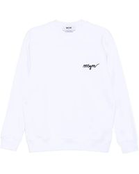 MSGM - Hoodies & Sweatvesten ,Wit ,Katoen Felpa Sweatshirt - Lyst
