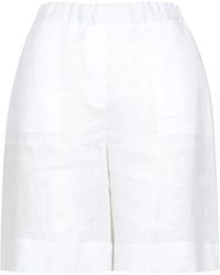 Gran Sasso - Korte Broeken ,Wit ,Linnen Witte Linnen Regular Fit Shorts - Lyst