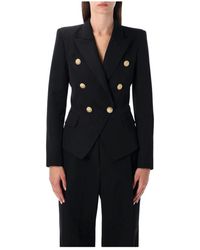 Balmain - Zwarte Getailleerde Jas Elegante Parijse Stijl - Lyst
