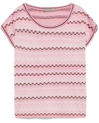 D.exterior - Tops ,Roze ,Katoen Roze Jacquard Top Met Korte Mouwen - Lyst
