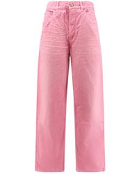 Balenciaga - Jeans ,Roze ,Katoen Roze Katoenen Broek Metalen Knoopsluiting - Lyst