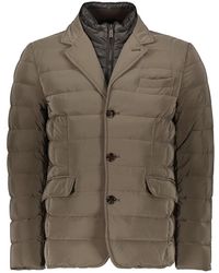 Moorer - Jassen ,Groen ,Polyester Gewatteerd Jack Met Rits En Knopen - Lyst