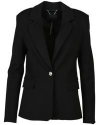 Guess - Jassen ,Zwart ,Leer Elegante Blazer Met Juweelknoopsluiting - Lyst
