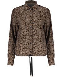 Herno - Overhemden ,Bruin ,Polyester Long-Sleeve Shirt Met Geometrische Print - Lyst