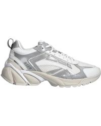 MSGM - Schoenen ,Grijs ,Leer Panelled Sneakers - Lyst