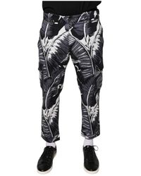 Dolce & Gabbana - Grijze Katoenen Broek Met Bananenblad - Lyst