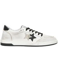 2Star - Handgemaakte Italiaanse Sneakers Wit Zwart Mannen - Lyst