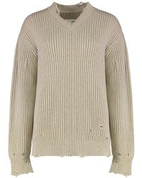 MM6 by Maison Margiela - V-Neck Knitwear - Lyst