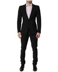 Dolce & Gabbana - Kostuums ,Zwart ,Wol Slim Fit Formeel 2-Delig Pak - Lyst