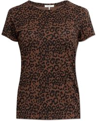 Rag & Bone - Tops ,Bruin ,Katoen T-Shirt Van Katoen Met Luipaardprint - Lyst
