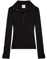 Courreges - Zwarte Polo Lange Mouw - Lyst