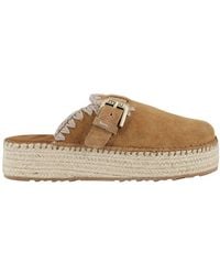 Mou - Jute Clog Wildleder Plateau Sandale - Lyst