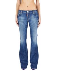 DSquared² - Ausgestellte stretch-baumwolljeans mit logo - Lyst