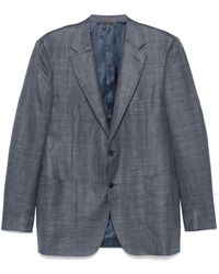 Canali - Jassen ,Blauw ,Wol Luxe Wol Zijde Linnen Jas - Lyst