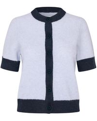 Samsøe & Samsøe - Truien & Vesten ,Blauw ,Wol Sanoura Ss Cardigan 15556 - Lyst