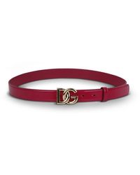 Dolce & Gabbana - Cinturón de cuero con hebilla de logotipo - Lyst