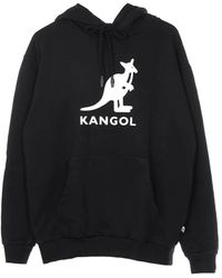 Kangol - Hoodies & Sweatvesten ,Zwart ,Katoen Zwarte Hoodie Met Lange Mouwen - Lyst