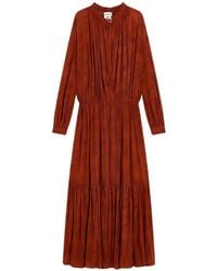 Semicouture - Lange Georgette Sangallo Jurk - Lyst