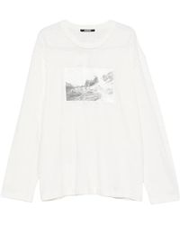 Jacquemus - Tops ,Wit ,Patch Detail Ronde Hals Lange Mouw T-Shirt - Lyst