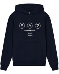 EA7 - Logo Series Hooded Sweatshirt - Lyst