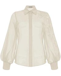D.exterior - Overhemden ,Satijn Tulle Shirt Met Applicaties Van Kant - Lyst